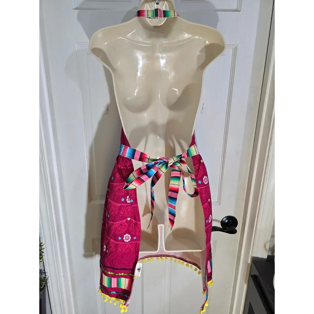 Disney Parks Three Caballeros Fiesta Hoy Apron Donald Duck Jose Panchito Pink OS